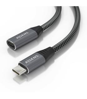 AISENS Cable USB 3.2 Gen2x2 Aluminio 20Gbps 8K@30Hz 5A 100W, Tipo USB-C M-USB-C H, Gris, 0.5 m