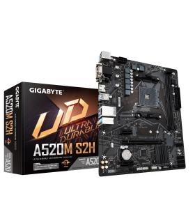 GIGABYTE Placa base A520M S2H - Soporta CPUs AMD Ryzen serie 5000 AM4, VRM digital puro de 4+3 fases, hasta 5100MHz DDR4 (OC),