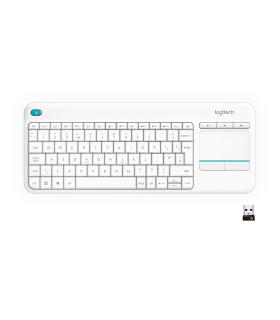 Logitech K400 Plus Tv teclado Hogar RF inalámbrico QWERTY Internacional de EE.UU. Blanco