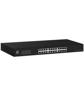 LevelOne Switch 24x GE GEU-2431 19\" Rack Mount Kit No administrado Gigabit Ethernet (10 100 1000) 1U Negro