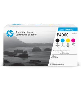 Samsung Paquete de 4 Cartuchos de Tóner Original HP CLT-P406C cian magenta amarillo negro