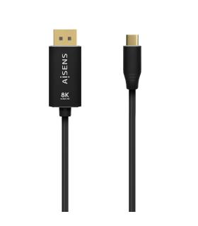 AISENS Cable Conversor Aluminio USB-C a Displayport 8K@60Hz, USB-C M-DP M, Negro, 0.8M