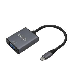 AISENS Conversor Aluminio USB-C a VGA, USB-C M-HDB15 H, Gris, 15cm