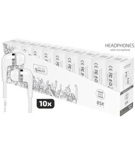 Pack 10 Auriculares Intrauditivos Tech One TEC2955/ con Micrfono/ Jack 3.5/ Blancos