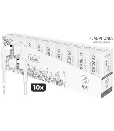 Pack 10 Auriculares Intrauditivos Tech One TEC2955/ con Micrfono/ Jack 3.5/ Blancos