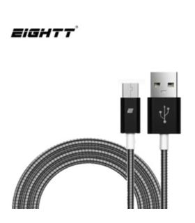 Eightt - Cable USB a MicroUSB 1.0M - Trenzado de Nylon - Color Negro