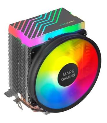 Ventilador Con Disipador Para Cpu Mars Gaming Mcpu33 Black Iluminacion Dual Frgb 3 Heatpipes Disipador De Aluminio Ventilador