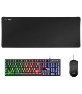 Pack Teclado Mouse Y Alfombrilla Mars Gaming Mcpx Black Telcado En Frances Hibrido H-mech Mouse Ultra Ligero 10k Y Alfombrill