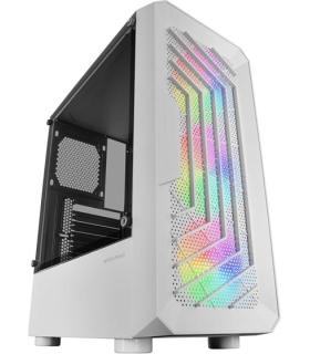 Caja Atx Semitorre Gaming Mars Gaming Mc-tor White Frontal Con 3 Ventiladores Frgb De 120mm Ventala Laeral Completa Sin Fuent