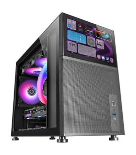 Caja Microatx Gaming Mars Gaming Mc-lcd Negra Con Pantalla Ips 8 Mini Hdmi Ventana Lateral Cristal Templado