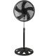 Ventilador De Pie Agudo Negro 3 Velocidades 65w 5 Aspas Oscilante Y Rotatorio Regulable