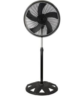 Ventilador De Pie Agudo Negro 3 Velocidades 65w 5 Aspas Oscilante Y Rotatorio Regulable