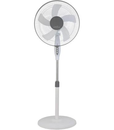 Ventilador De Pie Belmonte Blanco/gris 3 Velocidades 45w 5 Aspas Orientable, Jijo Y Rotatorio