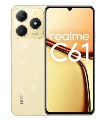 Telfono Mvil 4G Android 14 6,74 (17,1cm.) 90 Hz Realme C61 4G 6+256GB SPARK GOLD Unisoc T612 6 GB Ram 256 GB Disco Oro