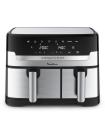 Moulinex Dual Easy Fry EZ905D20 freidora Doble 8,3 L Independiente 2450 W Freidora de aire caliente Negro, Acero inoxidable