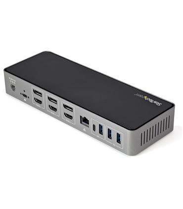 StarTech.com Docking Station USB-C y USB-A 10Gb - Replicador de Puertos Híbrido Universal para 3 Monitores DisplayPort y HDMI