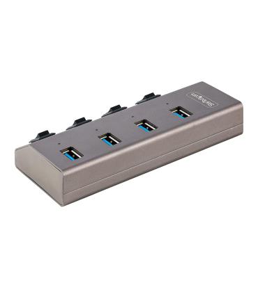 StarTech.com Hub USB-C Autoalimentado de 4 puertos con Interruptores Individuales - Concentrador USB 3.0 a 5 Gbps con Fuente de