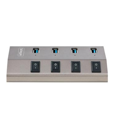 StarTech.com Hub USB-C Autoalimentado de 4 puertos con Interruptores Individuales - Concentrador USB 3.0 a 5 Gbps con Fuente de