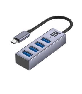 Maillon Technologique Premium MTHUB4 hub de interfaz USB 3.2 Gen 2 (3.1 Gen 2) Type-C 5 Mbit s Aluminio, Gris