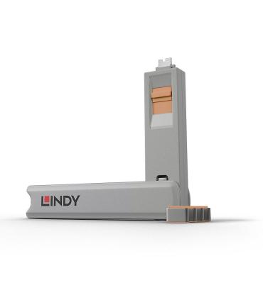 Lindy 40428 bloqueador de puerto Llave de bloqueador de puerto USB Tipo C Gris, Naranja 4 pieza(s)