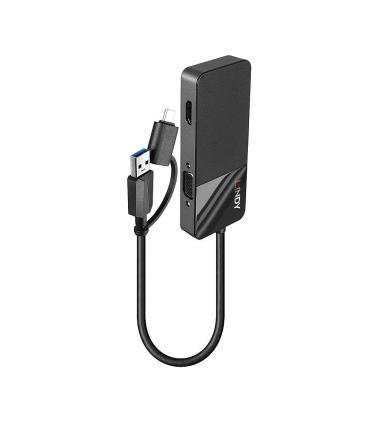 Lindy 43354 base para portátil y replicador de puertos USB 3.2 Gen 1 (3.1 Gen 1) Type-A + Type-C Negro