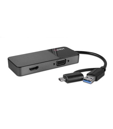 Lindy 43354 base para portátil y replicador de puertos USB 3.2 Gen 1 (3.1 Gen 1) Type-A + Type-C Negro