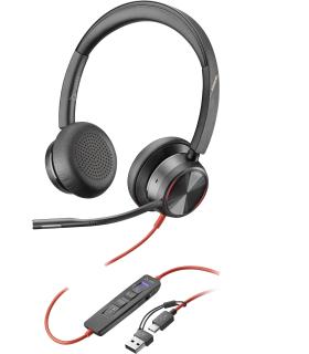 POLY Auriculares estéreo Blackwire 8225 con certificación Microsoft Teams USB-C + Adaptador USB-C A