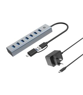 Conceptronic HUBBIES21GP hub de interfaz USB 3.2 Gen 1 (3.1 Gen 1) Type-A 5000 Mbit s Gris