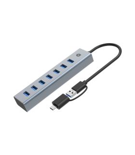 Conceptronic HUBBIES21G hub de interfaz USB 3.2 Gen 1 (3.1 Gen 1) Type-A 5000 Mbit s Gris