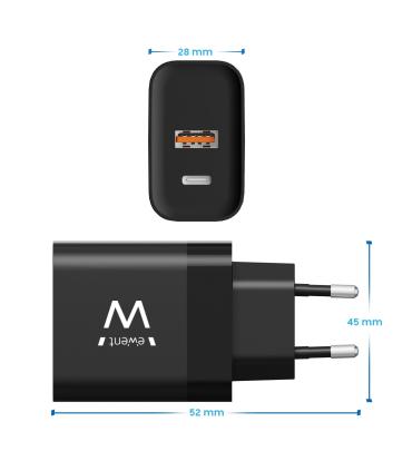 Ewent EW1327 cargador de dispositivo móvil Universal Negro Corriente alterna Carga rápida Interior