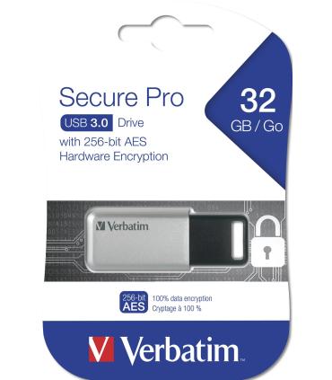 Verbatim Secure Pro - Unidad USB 3.0 de 32 GB - Plata