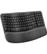 Logitech Wave Keys, teclado ergonómico inalámbrico con reposamanos acolchado, escritura cómoda y natural, Easy-Switch,