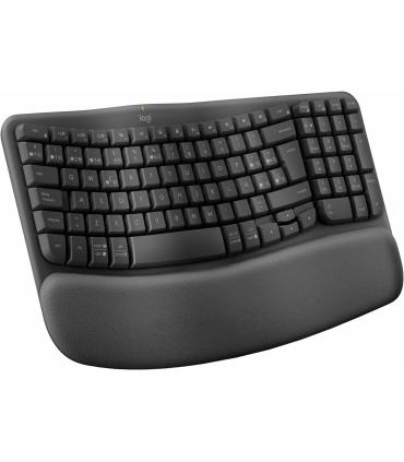 Logitech Wave Keys, teclado ergonómico inalámbrico con reposamanos acolchado, escritura cómoda y natural, Easy-Switch,