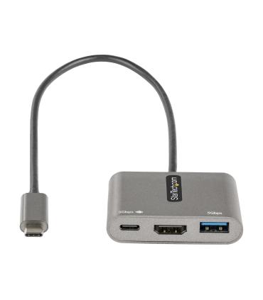 StarTech.com Adaptador Multipuertos USB C, USB Tipo C a HDMI, Vídeo de 4K, PD de 100W, Pass Through, Hub Ladrón USB 3.0 1x USBC