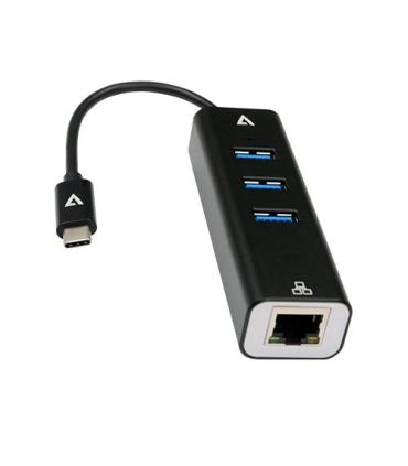 V7 V7UCRJ45USB3 base para portátil y replicador de puertos USB Tipo C Negro