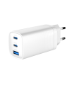 CARGADOR RAPIDO USB GEMBIRD POWER DELIVERY GAN DE 3 PUERTOS Y 65 W, BLANCO