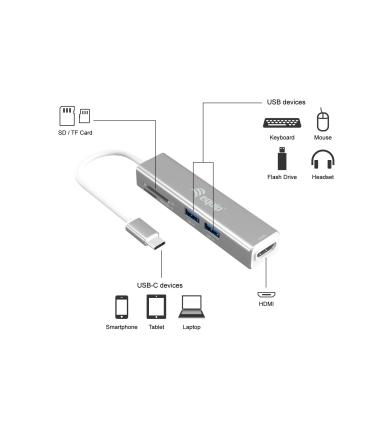 Equip 133480 base para portátil y replicador de puertos USB 3.2 Gen 1 (3.1 Gen 1) Type-C Plata