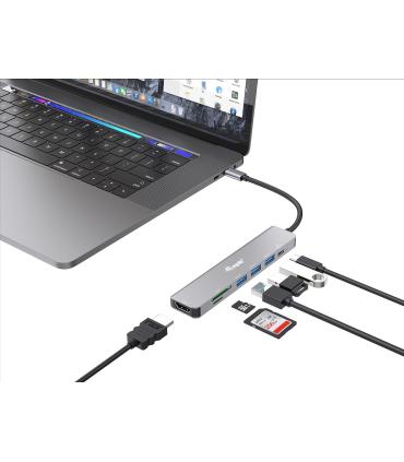 Equip 133494 base para portátil y replicador de puertos Alámbrico USB 3.2 Gen 1 (3.1 Gen 1) Type-C Plata