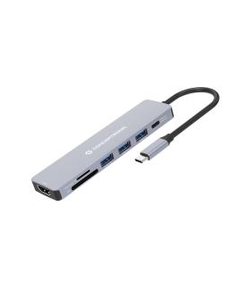 Conceptronic DONN19G base para portátil y replicador de puertos Alámbrico USB 3.2 Gen 1 (3.1 Gen 1) Type-C Gris