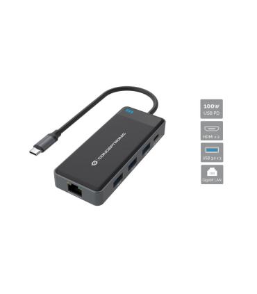 Conceptronic DONN14G base para portátil y replicador de puertos Alámbrico USB 3.2 Gen 1 (3.1 Gen 1) Type-C Gris