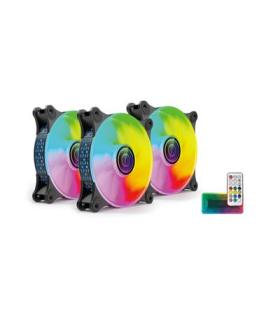 Kit 3xventilador Interno Argb Mars Gaming Mf-3d Kit Black 12x12cm Argb Efecto Espejo Infinito