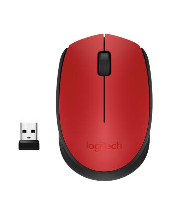 Logitech M171 Red-K ratón Oficina Ambidextro RF inalámbrico Óptico 1000 DPI