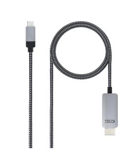 Nanocable 10.15.5102 adaptador de cable de vídeo 1,8 m USB Tipo C HDMI Aluminio, Negro