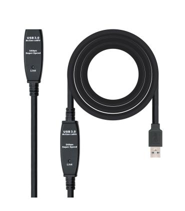 Nanocable Cable USB 3.0 prolongador con amplificador, tipo A M-A H, 10m