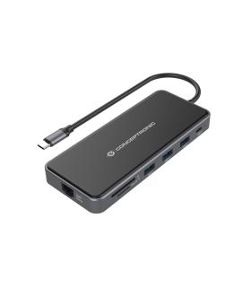 Conceptronic DONN15G base para portátil y replicador de puertos Alámbrico USB 3.2 Gen 1 (3.1 Gen 1) Type-C Gris