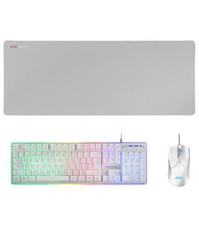 Pack Teclado Mouse Y Alfombrilla Mars Gaming Mcpx Portugues White Telcado Hibrido Hmech Mouse Ultra Ligero 10k Y Alfombrilla