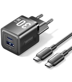 Cargador Gan de Pared Vention TZ-FEQB0-EU-01/ 1xUSB Tipo-C/ 1xUSB + Cable USB Tipo-C/ 30W