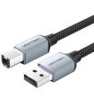 Cable USB 2.0 Impresora Vention CTTHG/ USB Tipo-B Macho - USB Macho/ 480Mbps/ 1.5m/ Gris