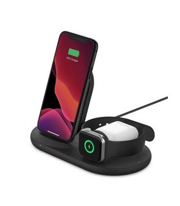 Base De Carga Inalambrica Belkin Wiz001vfbk 3 En 1 Apple Watch Iphone Airpods Negro