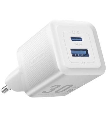 Cargador Gan de Pared Vention FEQW0-EU/ 1xUSB Tipo-C/ 1xUSB/ 30W